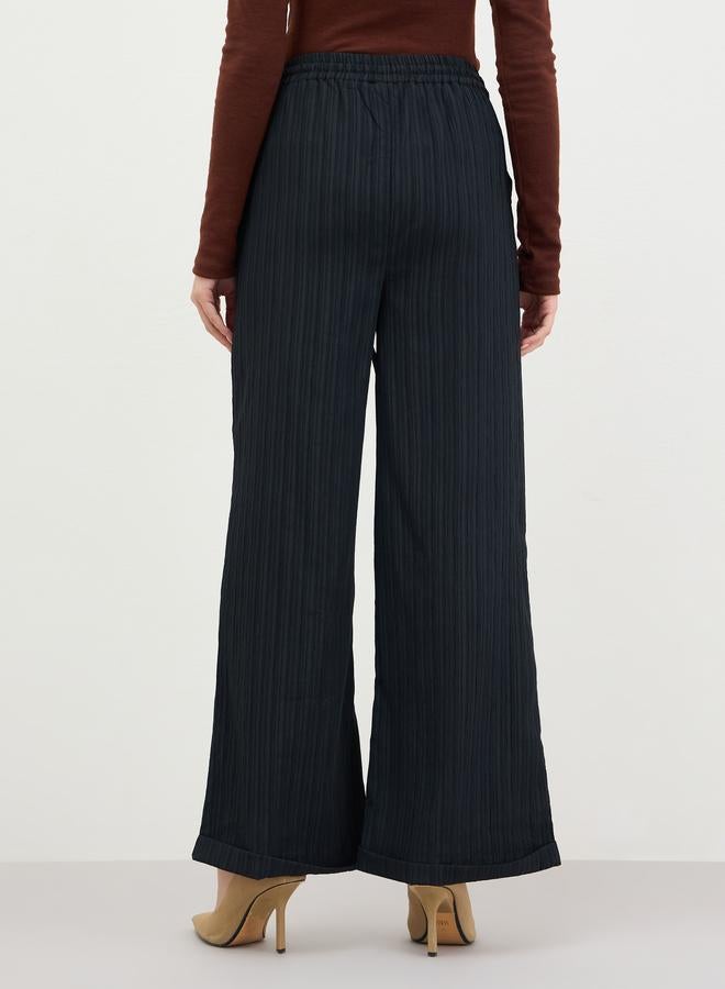 Styli Women Black Pinstripe Wide Leg Trousers - Image 3